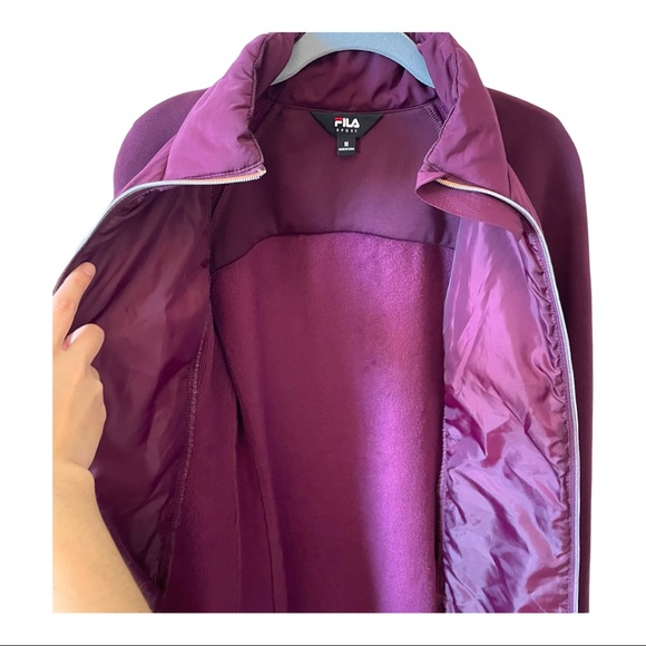 RARE FILA SPORT Athletic Purple Midi Semi-Puffer Fleece-lined Zip-Up Jacket - Picture 10 of 14